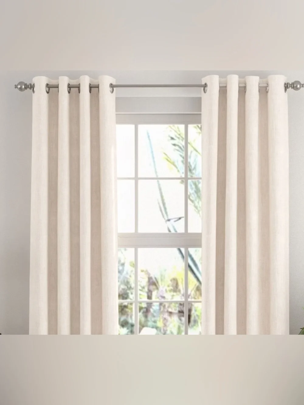 NWT Project 62 Luster Basket Weave Light Filtering Curtain Panel- Cream 63”x50”